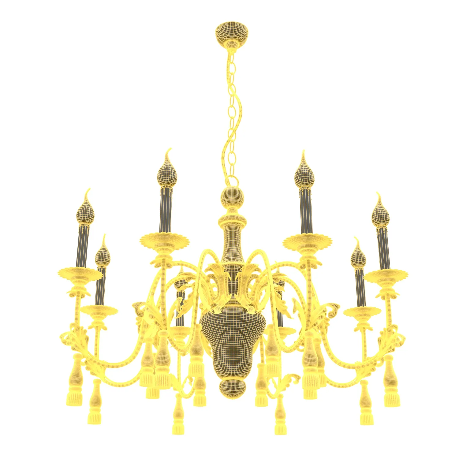 Italian 8 Light Painted Column Chandelier 3D Model_07